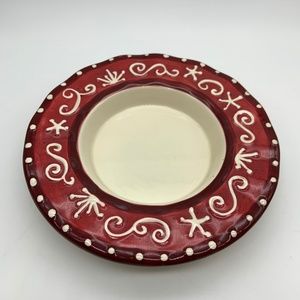Vintage Bella Casa by Ganz Ceramic Round Christmas 6" Candle Plate